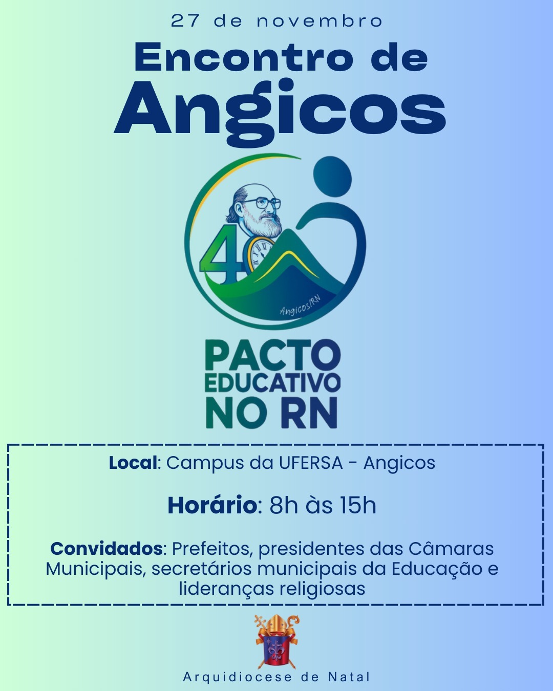Arquidiocese de Natal anuncia Encontro em Angicos para discutir plano estadual visando fortalecimento da educação